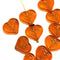 14mm Brown topaz Czech glass heart beads - 8pc