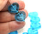 14mm Aqua Blue Heart beads Sea Blue Czech glass beads - 10pc