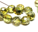 10mm Golden coated round czech glass beads fire polished - 10pc