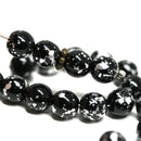 6mm Black Silver beads Czech glass rounds druk spacers - 30Pc