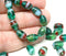9x6mm Teal Green glass barrel beads Czech glass oval rice beads - 30pc