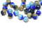 6mm Blue Beige round Melon czech glass beads - 30Pc