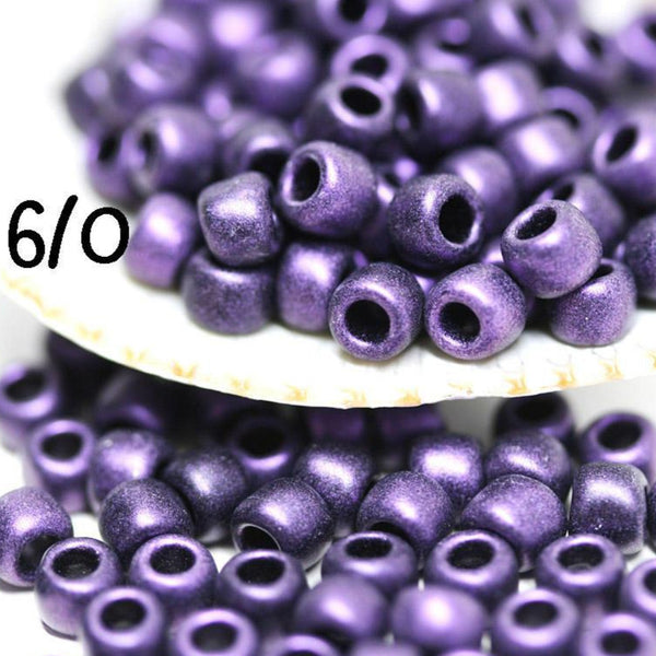6/0 Toho seed beads, Hybrid Metallic Suede Purple N Y612 - 10g