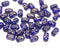 6x4mm Dark Blue czech glass rice beads Golden stars ornament small oval beads 50pc