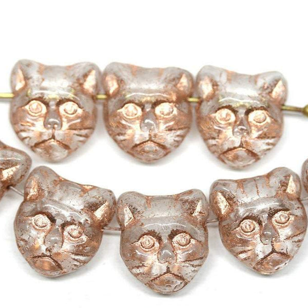 8pc Cat glass beads Crystal Clear czech glass beads