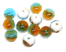 6x8mm Gemstone cut rondel beads Blue White Topaz mixed color - 15pc