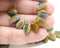 12x7mm Brown yellow leaf beads, Yellow grey Czech glass - 50pc