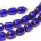 6x4mm Dark Blue rice czech glass fire polished beads Copper luster ends 25pc