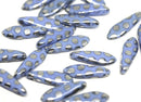 20pc Blue Silver dagger beads Blue czech glass beads - 5x16mm