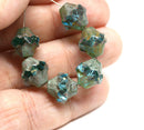 11x10mm Aqua blue Baroque czech glass Picasso beads Fire polished large rustic bicones - 4pc
