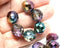 12mm Glass beads Peacock czech glass fire polished ball beads Purple Green 8pc
