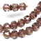 6mm Smokey Topaz czech glass beads cathedral round fire polished beads Golden ends 20Pc