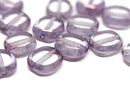 10x9mm Pale Purple with luster glass flat oval Czech beads - 15Pc