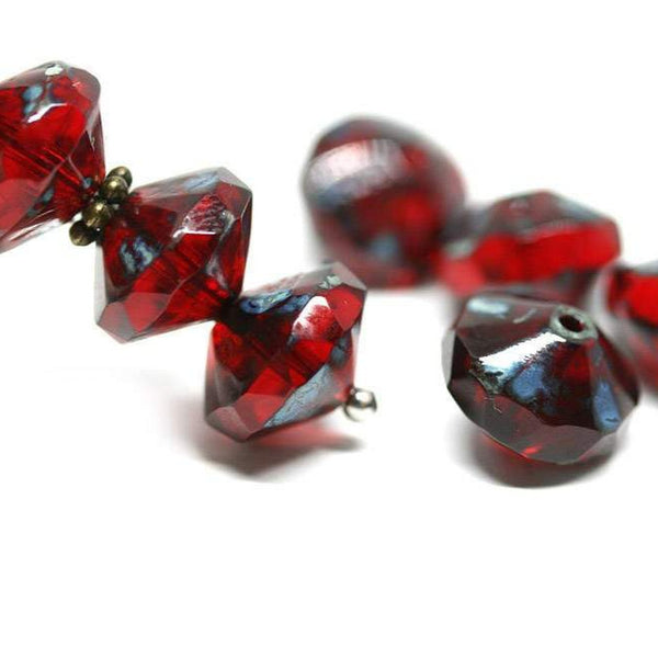 7x11mm Dark red rivoli czech glass beads Garnet Red Saucer - 4Pc