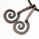 2pc Antique Copper Spiral hammered charms 42mm