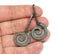 2pc hammered Spiral charms 42mm Green Patina Copper