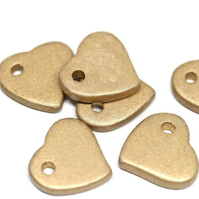 12pc Gold heart Ceramic heart beads