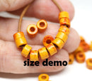 6x4mm Ceramic tube rondelle beads, Brown yellow green 2mm hole, 50pc
