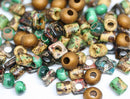 Green Brown ceramic beads mix