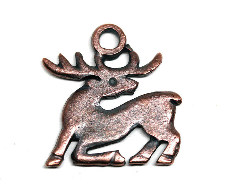 Large Deer pendant bead Antique copper