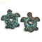 2pc Green patina Turtle charms with hole