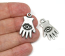 2pc  Antique silver Hand with Eye charms