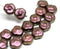 9mm Brown Pink flower czech glass bead - 20Pc