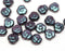 9mm Gray Purple czech glass flower Metallic dark grey three petal daisy flower - 20Pc