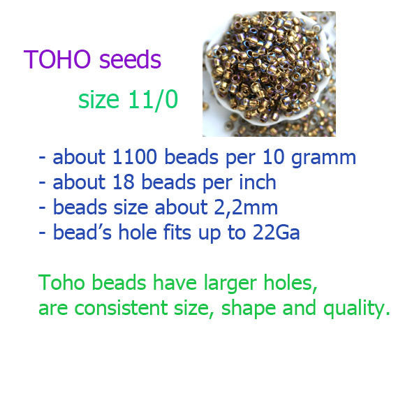 11/0 Toho Seed beads, Inside color Light Sapphire Hyacinth Lined, N 304 - 10g
