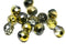 8mm Dark Gray Golden czech glass fire polished beads - 15pc