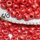 6/0 Toho seed beads, Hybrid Sueded Gold Opaque Pepper Red N Y623 - 10g