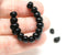 20Pc Black puffy rondels Organic shape czech glass beads - 20Pc