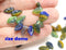 10x6mm Green small leaf Glass beads, gold inlays - 40Pc