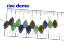 10x6mm Blue Beige lustered leaf Czech glass beads - 40Pc