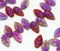 10x6mm Red pink small leaf beads Mixed pink red color Czech glass - 40Pc