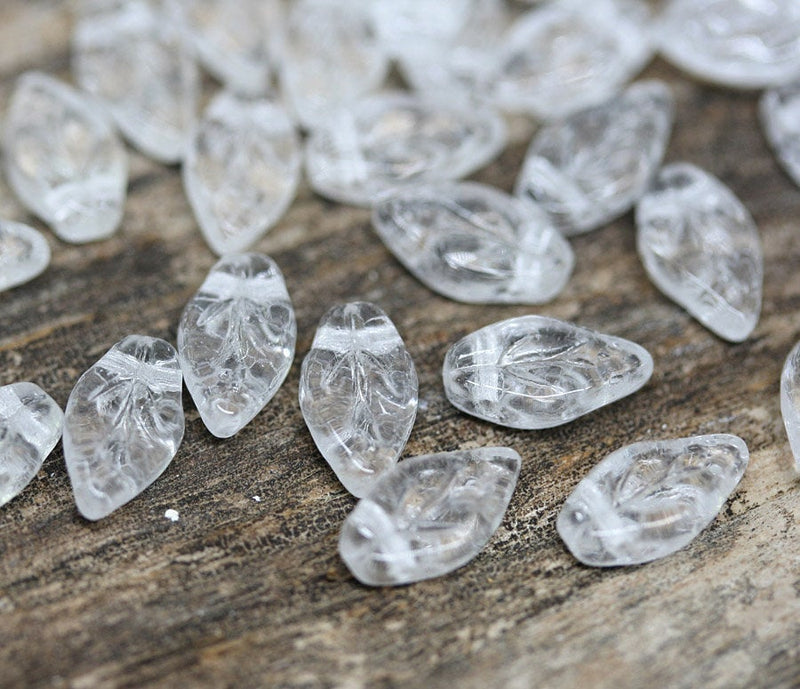 10x6mm Crystal clear leaf Clear czech beads - 60Pc