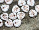 9mm White Rose Gold leaf beads Heart shaped triangle - 30pc