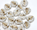 9mm White Gold leaf beads glass Heart shaped triangle leaf beads - 30pc