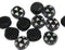 10x9mm Black flat oval glass beads mix Silver triangles - 12Pc