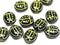 12Pc Black ladybug beads, Yellow dots, czech glass beads - 13mm