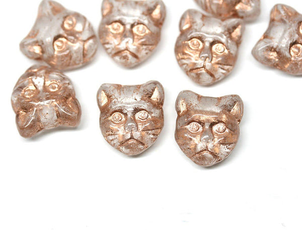 8pc Cat glass beads Crystal Clear czech glass beads