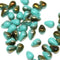 4x6mm Turquoise green glass drops Metallic luster czech glass - 50Pc
