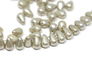 4x6mm Pale Yellow small drops Silver wash czech glass - 50Pc