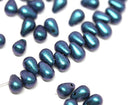 4x6mm Metallic blue czech glass drops Blue Purple small teardrops - 50Pc