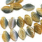 12x7mm Brown yellow leaf beads, Yellow grey Czech glass - 50pc