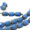 6x4mm Turquoise Blue rice beads Picasso czech glass fire polished small oval beads 25pc
