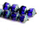 8mm Dark Blue cathedral czech glass picasso beads fire polished - 10Pc