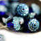 8mm Dark Blue cathedral czech glass picasso beads fire polished - 10Pc