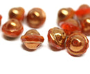 8x10mm Orange Yellow saucer czech glass beads UFO shape - 6Pc
