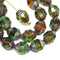 8x6mm Green Brown cathedral beads Picasso czech glass barrel beads Fire polished 15Pc